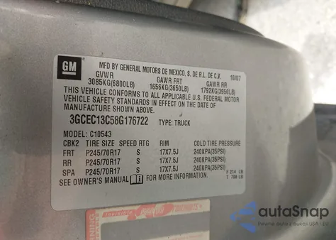 2008 Chevrolet Silverado 1500 Ls из США, поврежденный, VIN 3GCEC13C58G176722